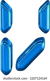 Blue symbol made as digital text. letter v