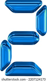 Blue symbol made as digital text. number 2