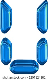 Blue symbol made as digital text. letter u