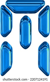 Blue symbol made as digital text. letter m
