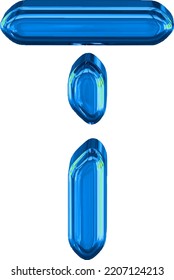 Blue symbol made as digital text. letter t