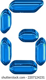 Blue symbol made as digital text. letter g