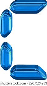Símbolo azul hecho como texto digital. letra c