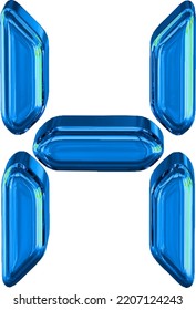 Blue symbol made as digital text. letter h