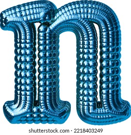 Blue symbol made of spheres. letter n