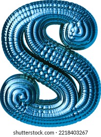 Blue symbol made of spheres. letter s