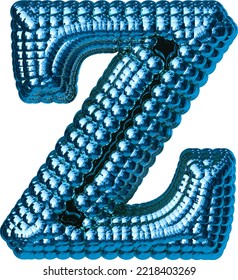 Blue symbol made of spheres. letter z
