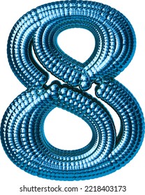 Blue symbol made of spheres. number 8