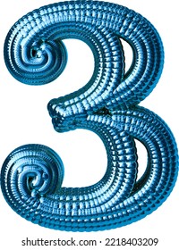 Blue symbol made of spheres. number 3