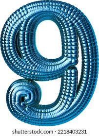 Blue symbol made of spheres. number 9