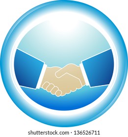 blue symbol of reliability - successful partnership handshake 