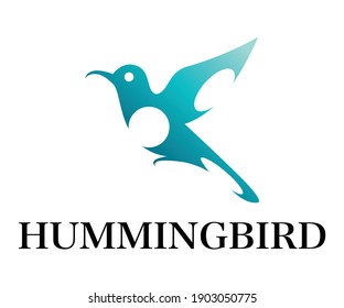 Blue symbol Vector illustration on a white background of flying hummingbird. Suitable for making logos	
