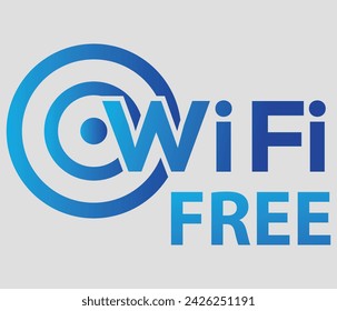 Blue symbol of Wi-Fi free zone. Vector on a gray background