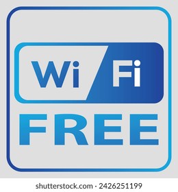 Blue symbol of Wi-Fi free zone. Vector on a gray background