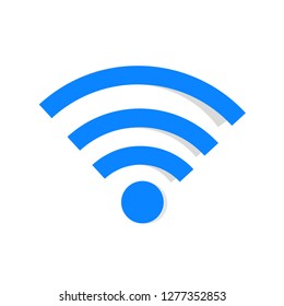 Blue symbol of wifi internet connection on white background.