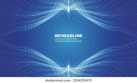 Blue symmetric abstract particle wings technology vector background