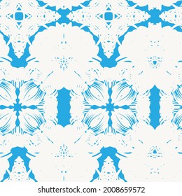 Diseño de patrones sin costura Floral Blue Symtric para textiles de moda y gráficos