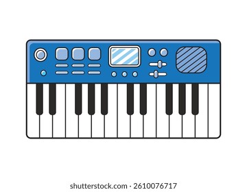 Blue synthesizer or midi keyboard controller vector illustration isolated