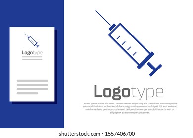 Blue Syringe icon isolated on white background. Syringe for vaccine, vaccination, injection, flu shot. Medical equipment. Logo design template element. Vector Illustration