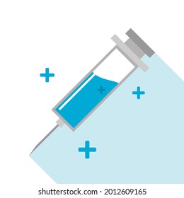 Blue syringe vaccine immunity to body protection virus flat vector.