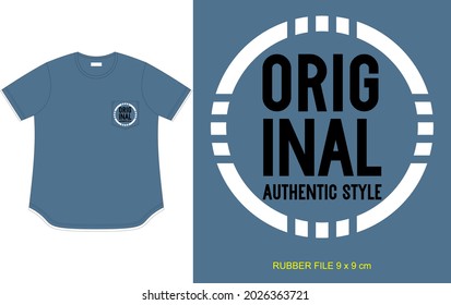 blue t shirt design, rubber file print, typography design, clothing apparel garment style
