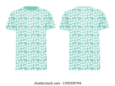 Blue t shirt leaf pattern. vector