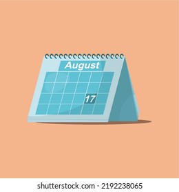 icono de calendario de tabla azul en ilustración de vector de fondo rosa suave