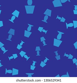 Blue Table lamp icon isolated seamless pattern on blue background. Vector Illustration