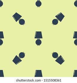 Blue Table lamp icon isolated seamless pattern on yellow background.  Vector Illustration