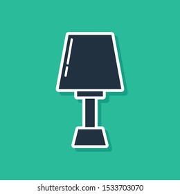 Blue Table lamp icon isolated on green background.  Vector Illustration