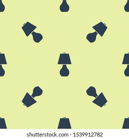 Blue Table lamp icon isolated seamless pattern on yellow background.  Vector Illustration