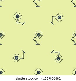 Blue Table lamp icon isolated seamless pattern on yellow background. Table office lamp.  Vector Illustration