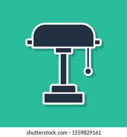 Blue Table lamp icon isolated on green background.  Vector Illustration