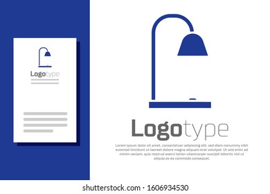 Blue Table lamp icon isolated on white background. Logo design template element. Vector Illustration