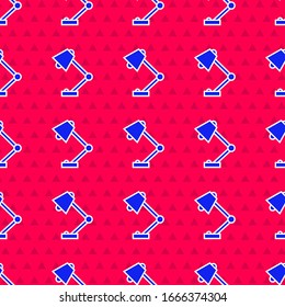 Blue Table lamp icon isolated seamless pattern on red background.  Vector Illustration