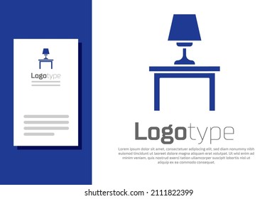 Icono de la lámpara de la mesa azul aislado en fondo blanco. Elemento de plantilla de diseño de logotipo. Vector