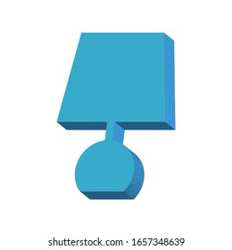 Blue table lamp on a white background 3d, vector