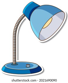 Una pegatina de la lámpara de mesa azul en la ilustración de fondo blanco