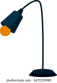 A blue table lamp with yellow bulb, vector, color drawing or illustration.