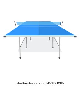 Blue table for ping pong game, vector illustration isolated on white background. Table tennis equipment for poster, banner, ticket, card etc.
