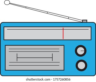 Blue Table Simple Old School Radio