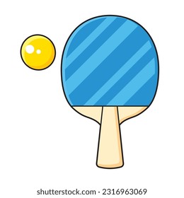 Blue table tennis racket and a ball isolated