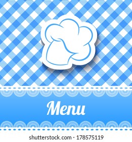 Blue tablecloth menu cover