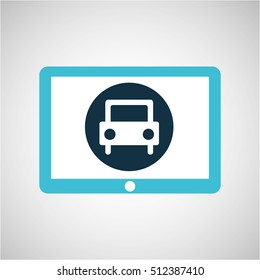 blue tablet cartoon car icon design vector illustration eps 10