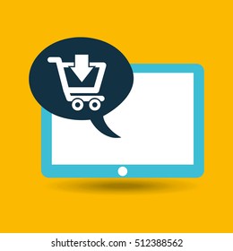 blue tablet cartoon e-commerce design vector illustration eps 10