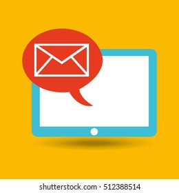 blue tablet cartoon email design vector illustration eps 10