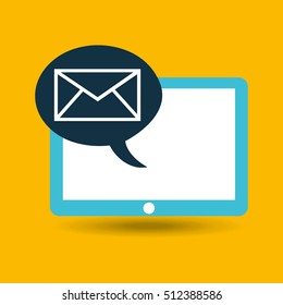 blue tablet cartoon wifi technology design vector illustration eps 10