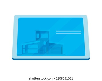 blaues Tablettendesign mit Haus