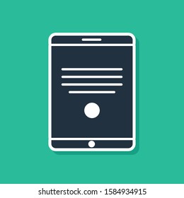 Blue Tablet icon isolated on green background.  Vector Illustration