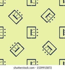 Blue Tablet icon isolated seamless pattern on yellow background.  Vector Illustration